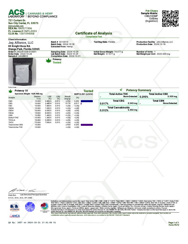 NAYSA Pet Treats with 150mg CBD