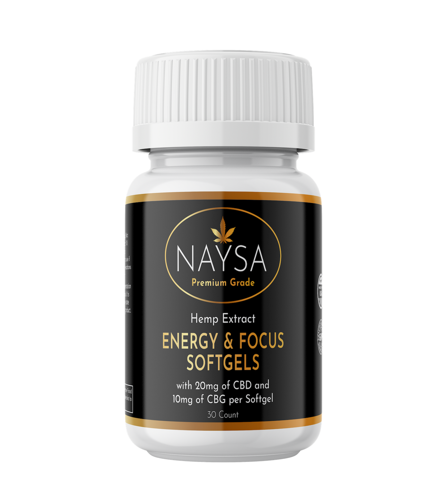 NAYSA Energy & Focus Softgels with 20mg CBD & 10mg CBG