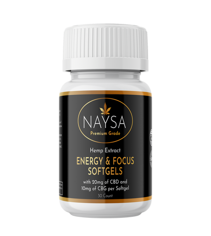 NAYSA Energy & Focus Softgels with 20mg CBD & 10mg CBG