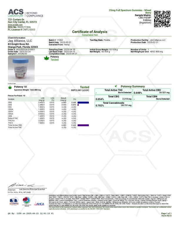 NAYSA Vegan Gummies with 25mg CBD (Full Spectrum) 30 Count