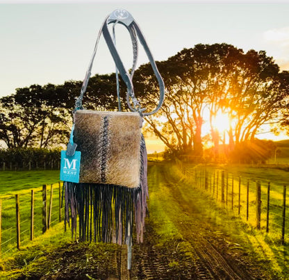 Montana West Genuine Leather Hair-On Fringe Crossbody with Detailed Leather Strap-Coffee
