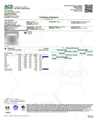 NAYSA Relief Salve with 2,000mg CBD