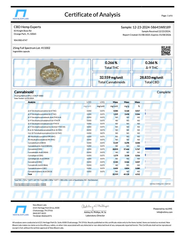 NAYSA CBD Full Spectrum Softgels 25mg