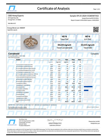 NAYSA Energy & Focus Softgels with 20mg CBD & 10mg CBG
