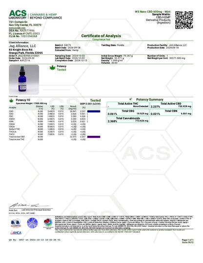 NAYSA Water Soluble Nano CBD